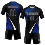 Custom Black Thunder Blue-White Lines And Dots Sublimation Volleyball Uniform Jersey