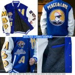 Custom Navy Gray-Teal Seattle Washington City Edition 3D Bomber Full-Snap Varsity Letterman Jacket