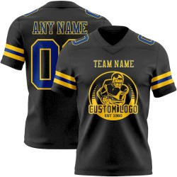 Custom Black Royal-Yellow Mesh Authentic Football Jersey