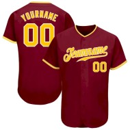 Custom Crimson Gold-White Authentic Baseball Jersey