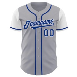 Custom Gray Royal-White Authentic Two Tone Baseball Jersey