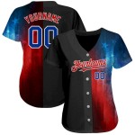 Custom Black Royal-Red 3D American Flag Fashion Authentic Baseball Jersey
