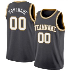 Custom Steel Gray White-Old Gold Authentic Basketball Jersey