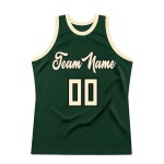 Custom Hunter Green Cream-Black Authentic Throwback Basketball Jersey