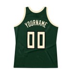 Custom Hunter Green Cream-Black Authentic Throwback Basketball Jersey